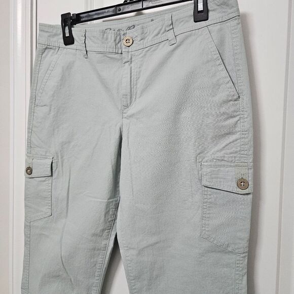 Eddie Bauer Cargo Pants Women’s Size 6 (32x23) Pale Green Cropped Drawstring Leg - Picture 5 of 12